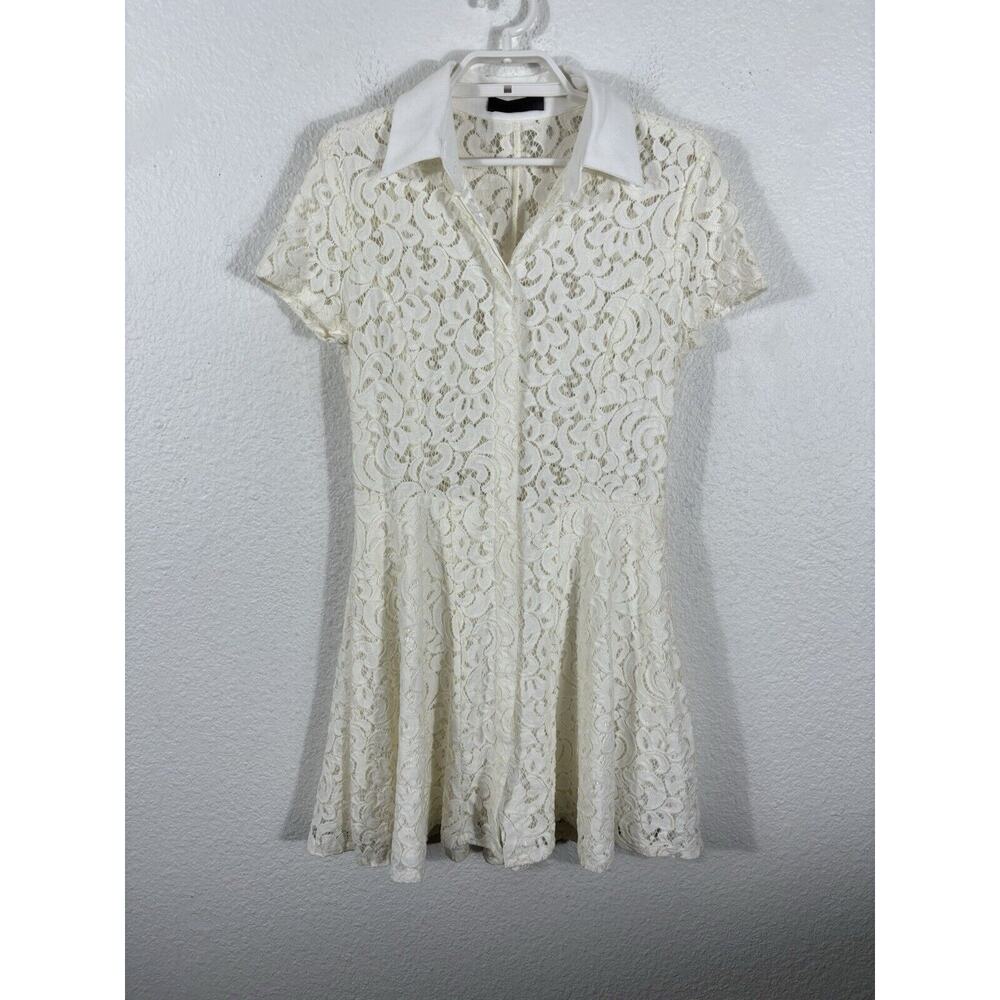Alessandro Miele Dress Fits Like‎ S Ivory Sheer Lace Bodice *Flaws See Listing